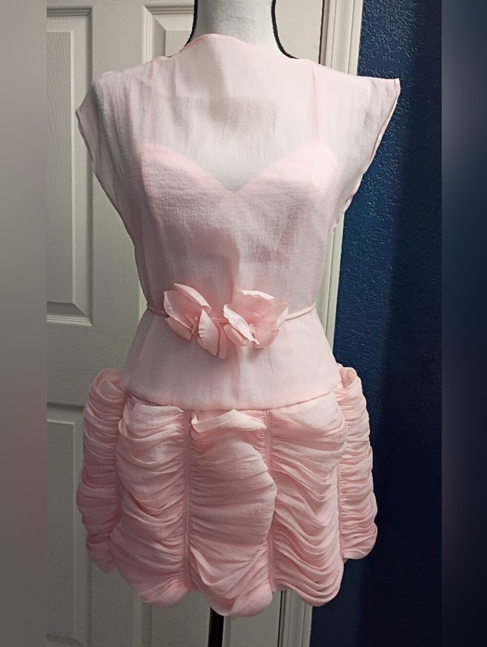 Elegant Pink Ruffle Cocktail Dress